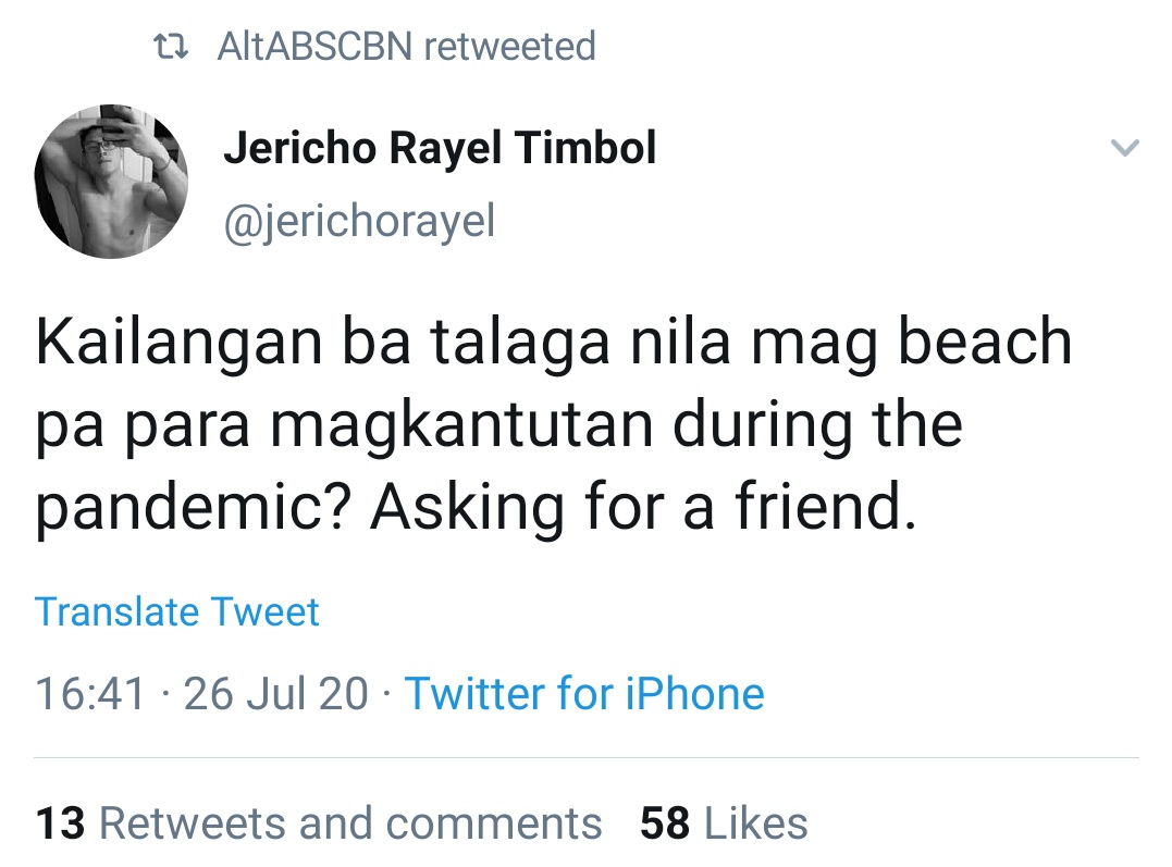 Kailangan ba talaga nila mag beach pa para magkantutan during the pandemic? Asking for a friend.
