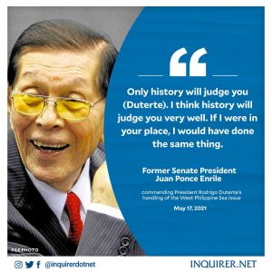 Juan Ponce Enrile South China Sea exposé leaves Yellowtards and